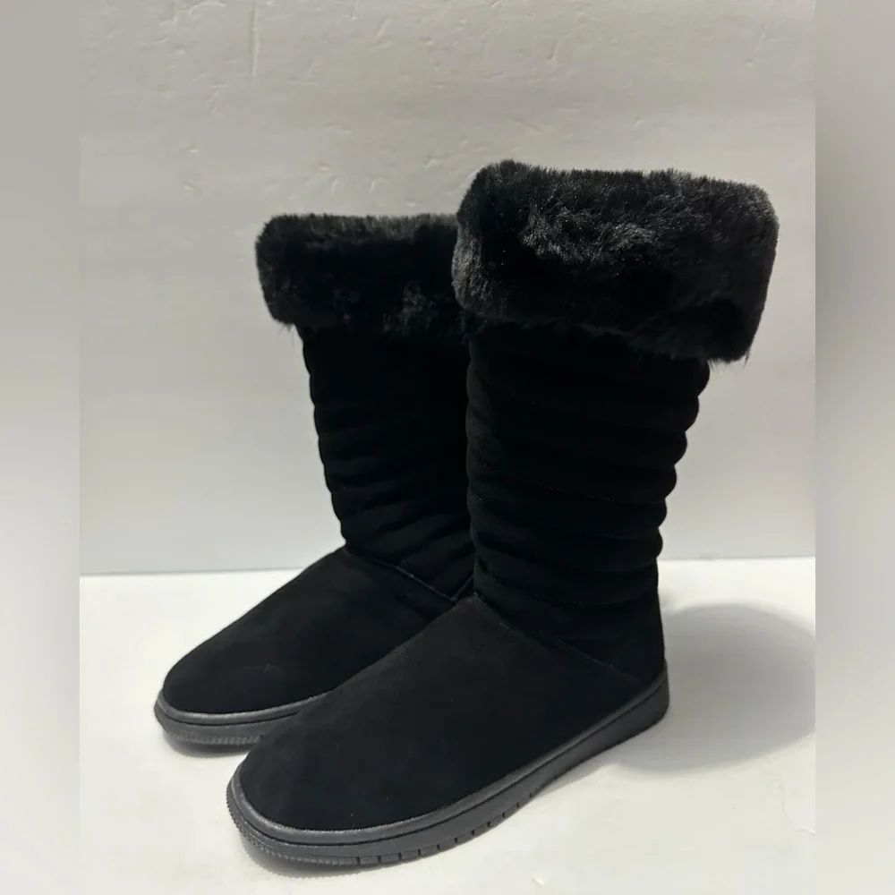 Style And Co Genuine Suede Uppers Novaa Black winter snow boots Size 9